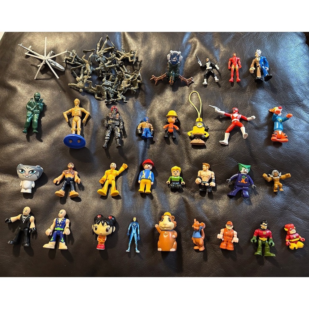 Lot of 30+ Action Figures & Army Soldiers – Mixed Superheroes & More